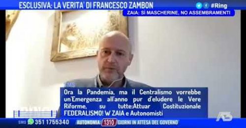 Zambon a Ring sulla seconda ondata in Veneto: “Penalizzati dal giallo”